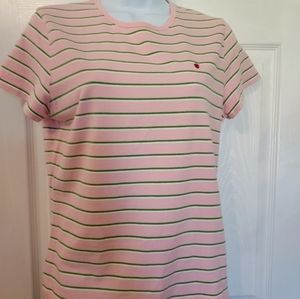 Abercrombie and Fitch Baby Tee Pink Green Cotton XL Sporty Preppy